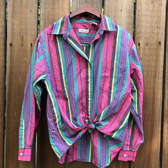 Talbots Tops - Talbots striped button down pink top M